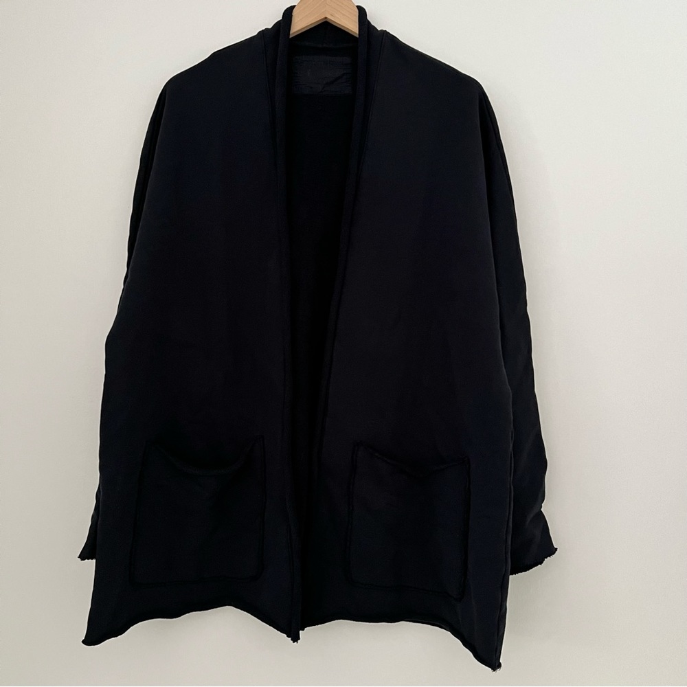 $258 New Dark Blue Frank & Eileen “Barbara” Triple Fleece Beach Cardigan Sz M